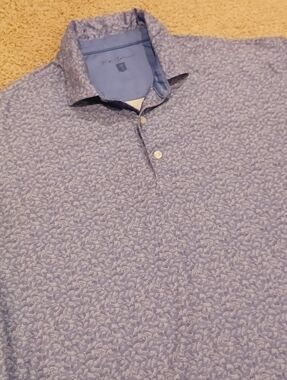 Hickey Freeman Light Blue Fish Patterned Polo Size L